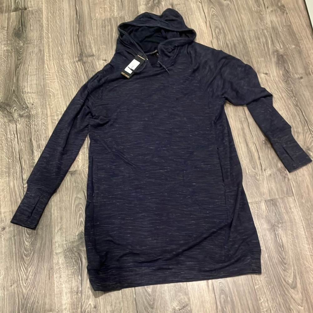 NWT hooded sweatshirt dress size L navy blue